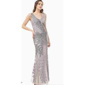 J S Collections Soutache Embroidered Leaf Gown Dress Mother of the Bride Sz 14